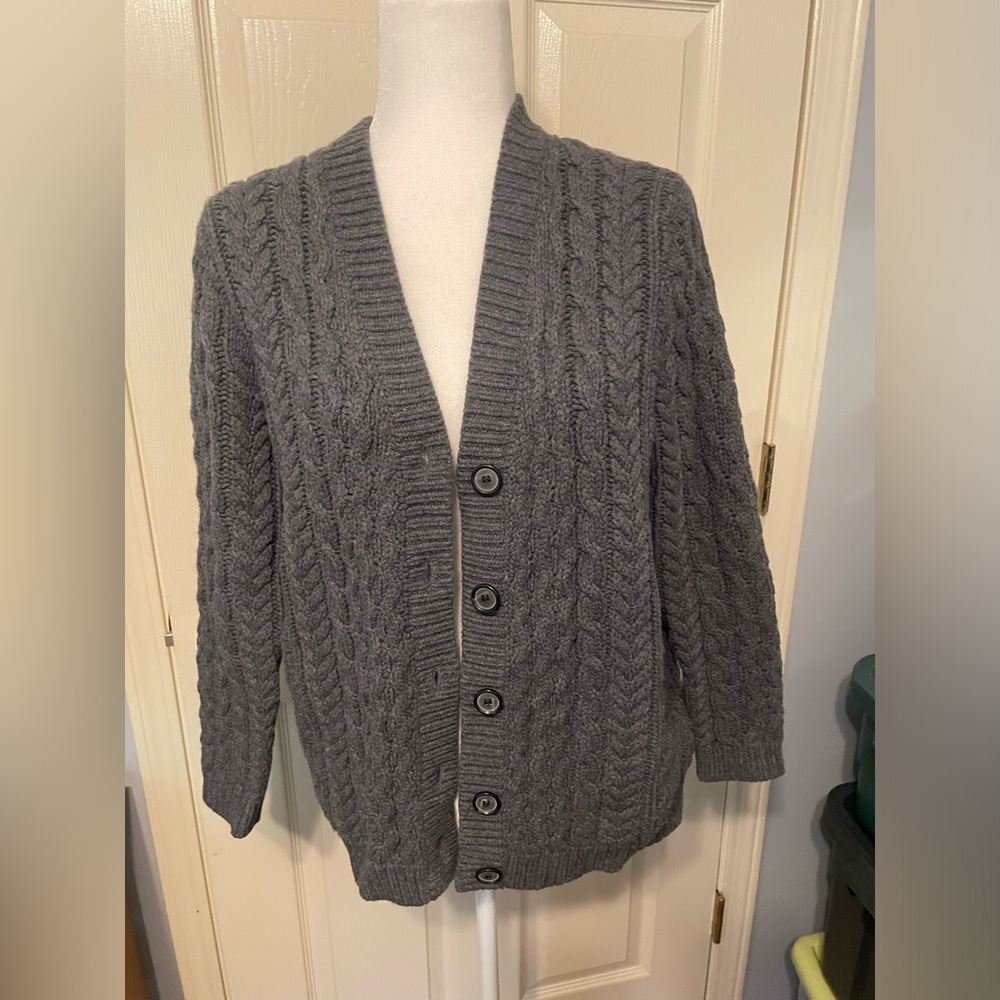 Miu Miu Chunky V Neck grey wool cardigan